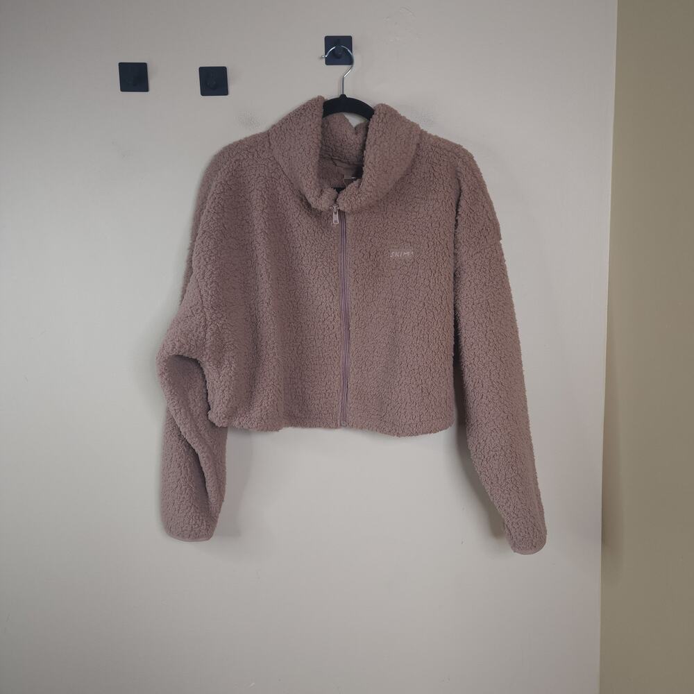 SKIMS Teddy High Pile Fleece Crop Full Zip Jacket in Tiger's Eye Size 3X